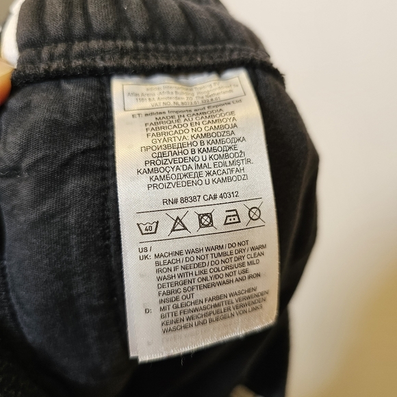 Adidas black with white stripes cotton blend knit sweatpants size S US - Picture 5 of 6